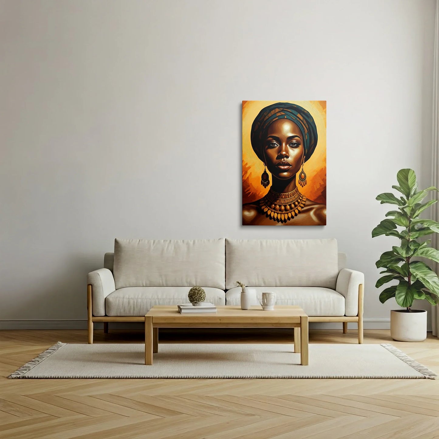 Tablou Modern - Femeie Africană cu Stil Expresiv - vedere living
