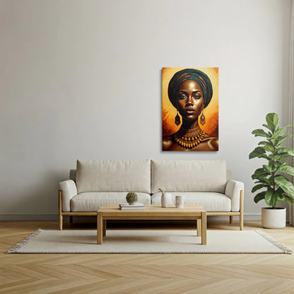 Tablou Modern - Femeie Africană cu Stil Expresiv - vedere living