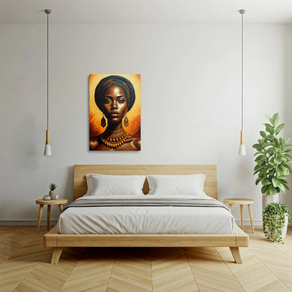 Tablou Modern - Femeie Africană cu Stil Expresiv - vedere dormitor