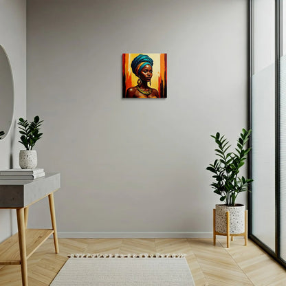 Tablou Modern - Femeie Africană cu Accente Colorate - vedere hol