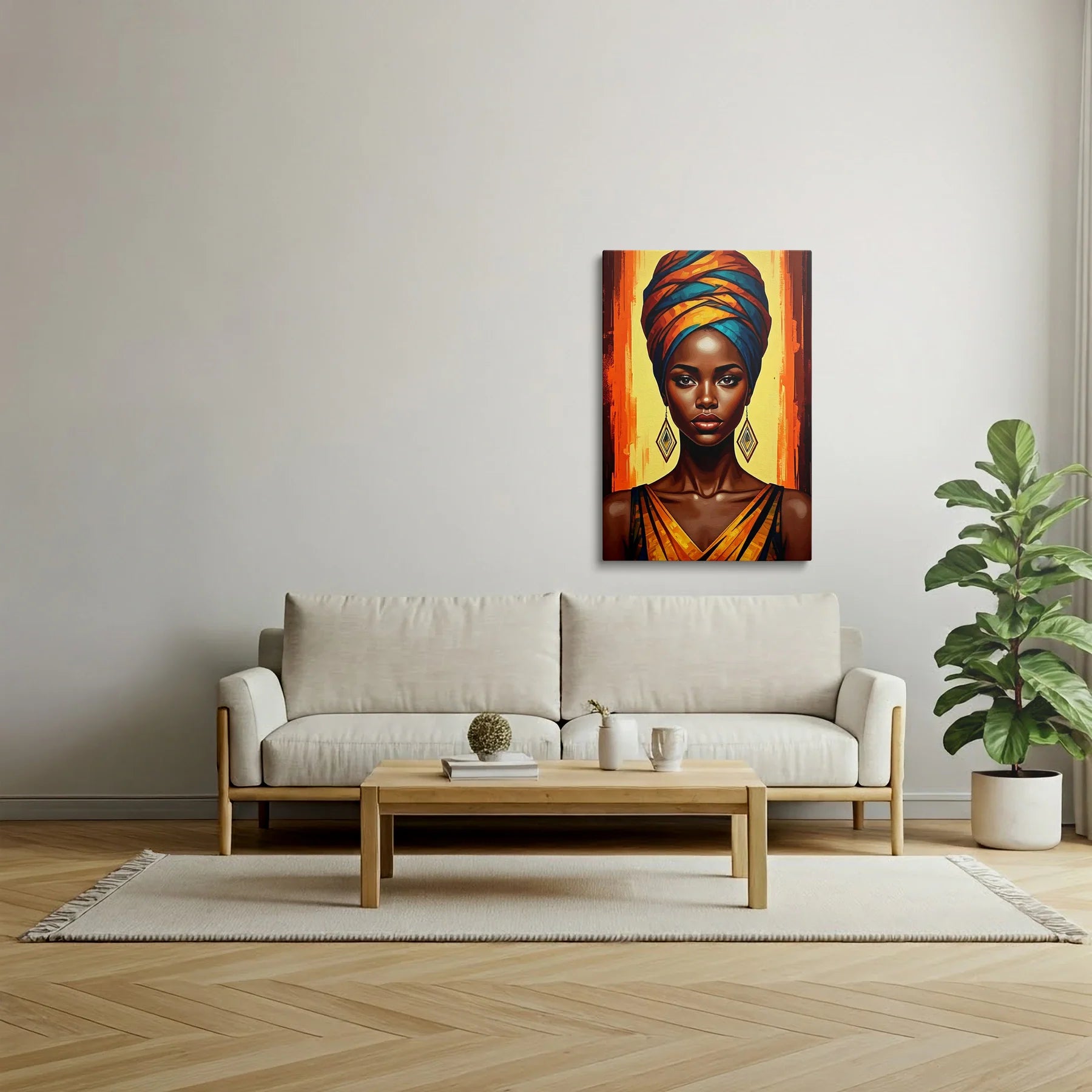 Tablou Modern - Femeie Africană Expresivă - vedere living