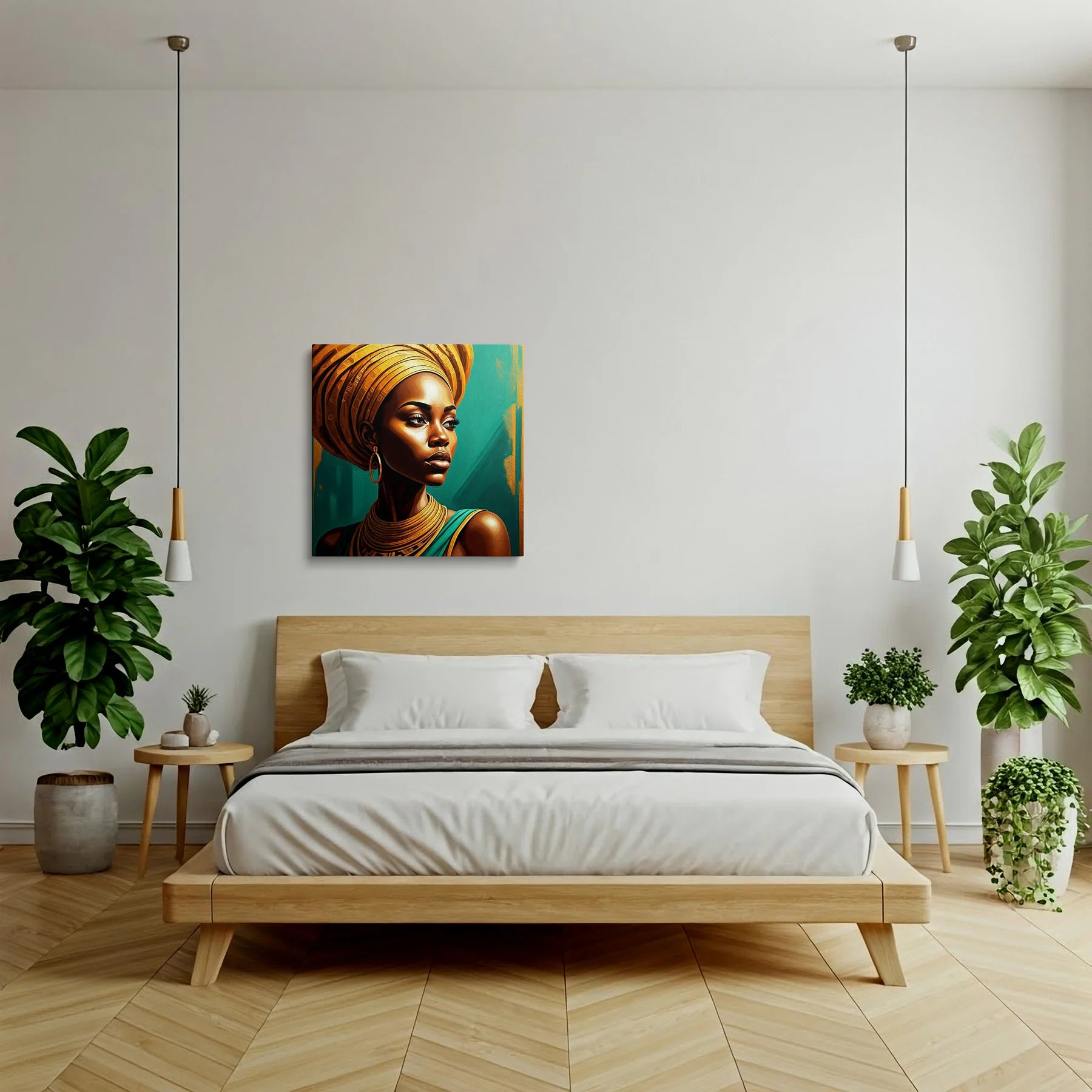 Tablou Modern - Femeie Africană în Stil Artistic - vedere dormitor