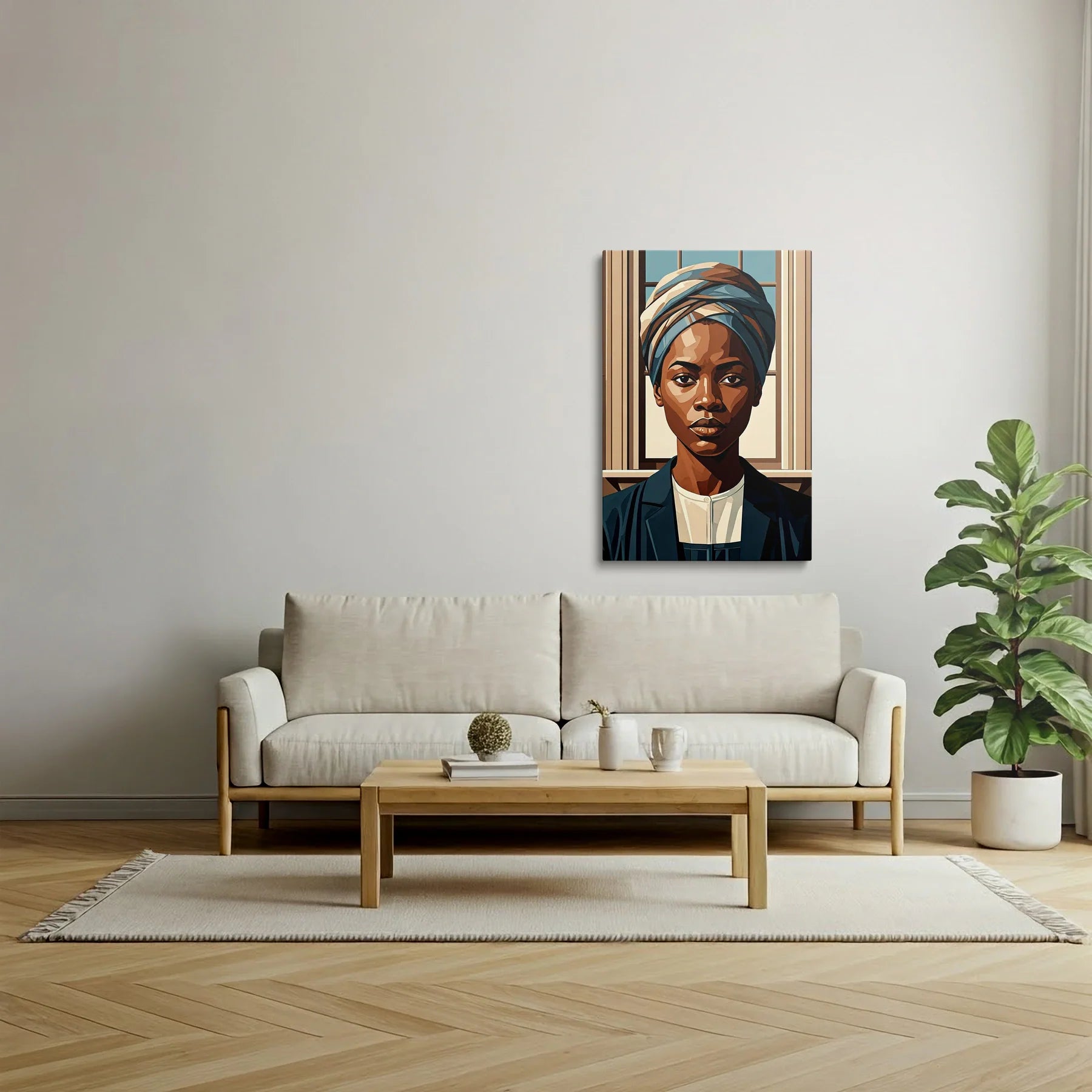 Tablou Modern - Portret Geometric Feminin Inspirat - vedere living