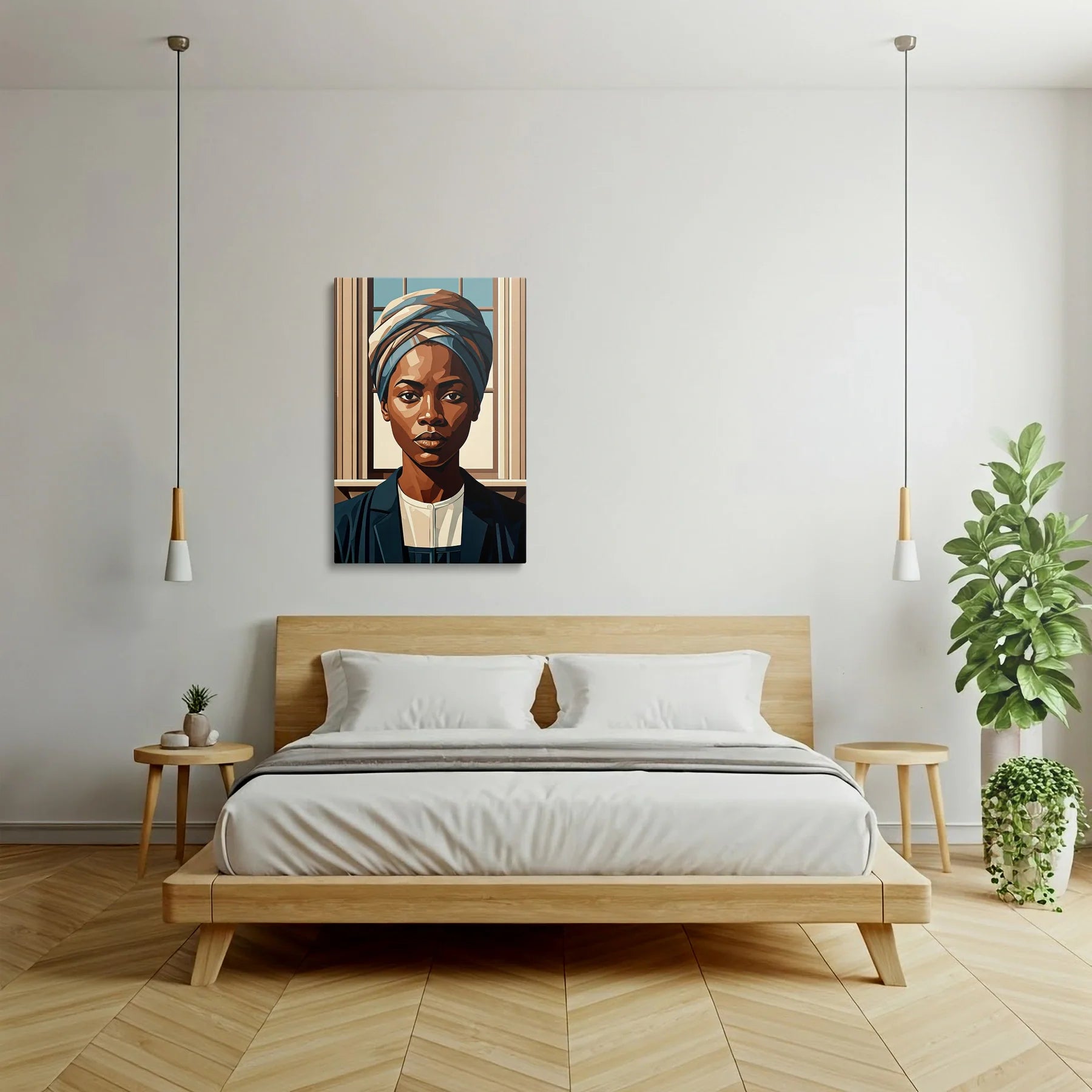 Tablou Modern - Portret Geometric Feminin Inspirat - vedere dormitor