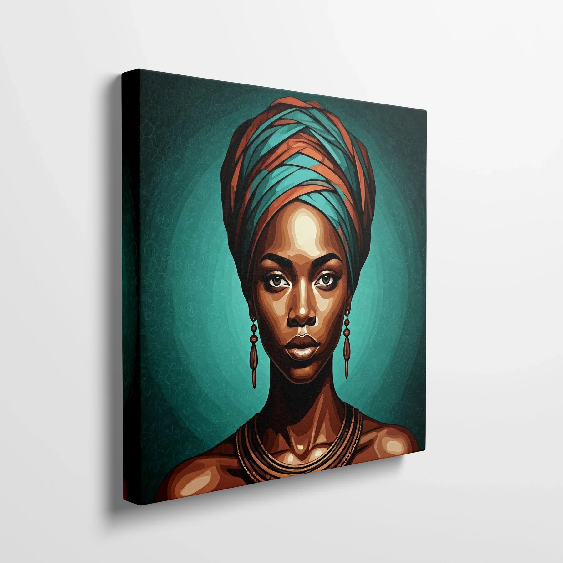 Tablou Modern - Portret Geometric African - vedere din lateral sprijinit perete