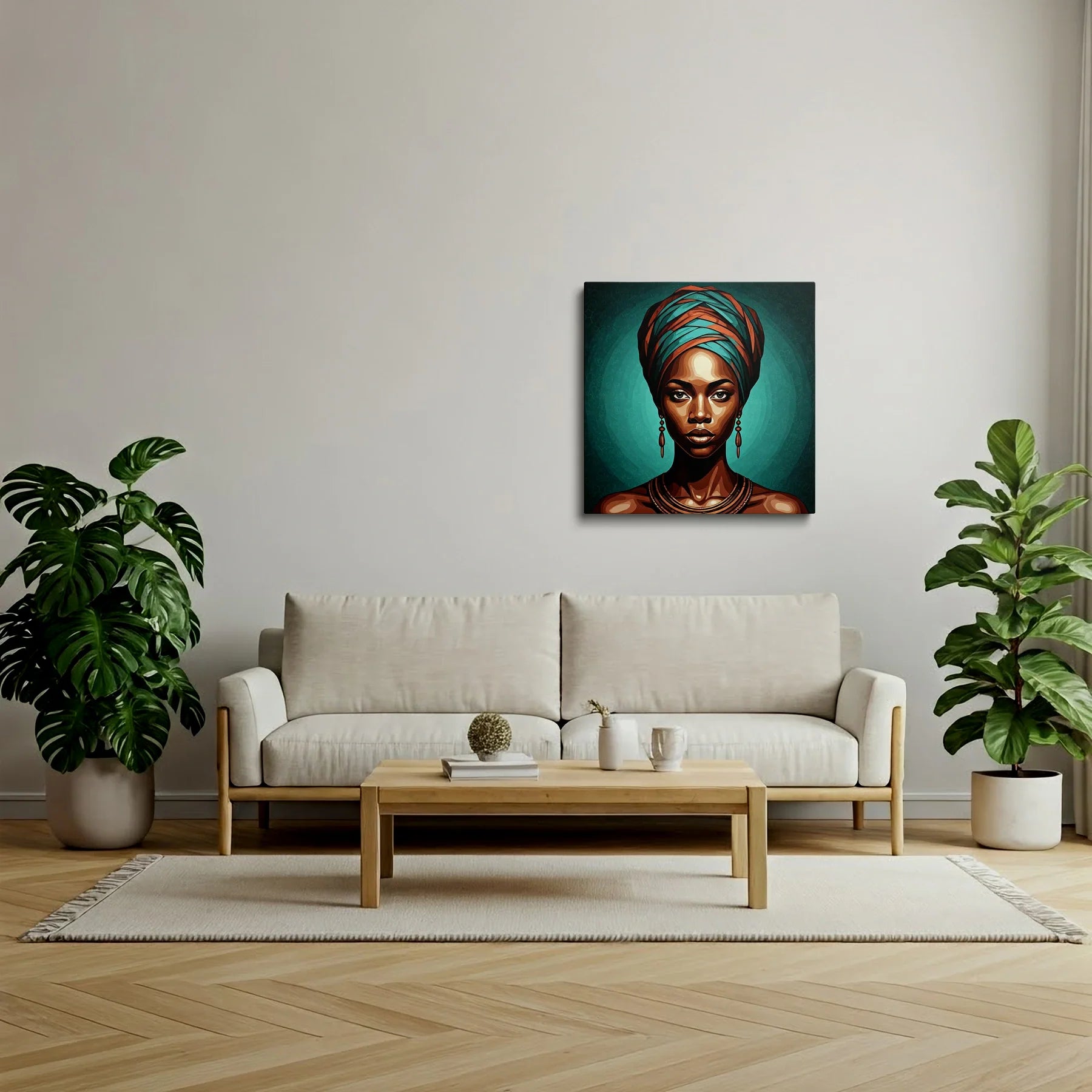 Tablou Modern - Portret Geometric African - vedere living