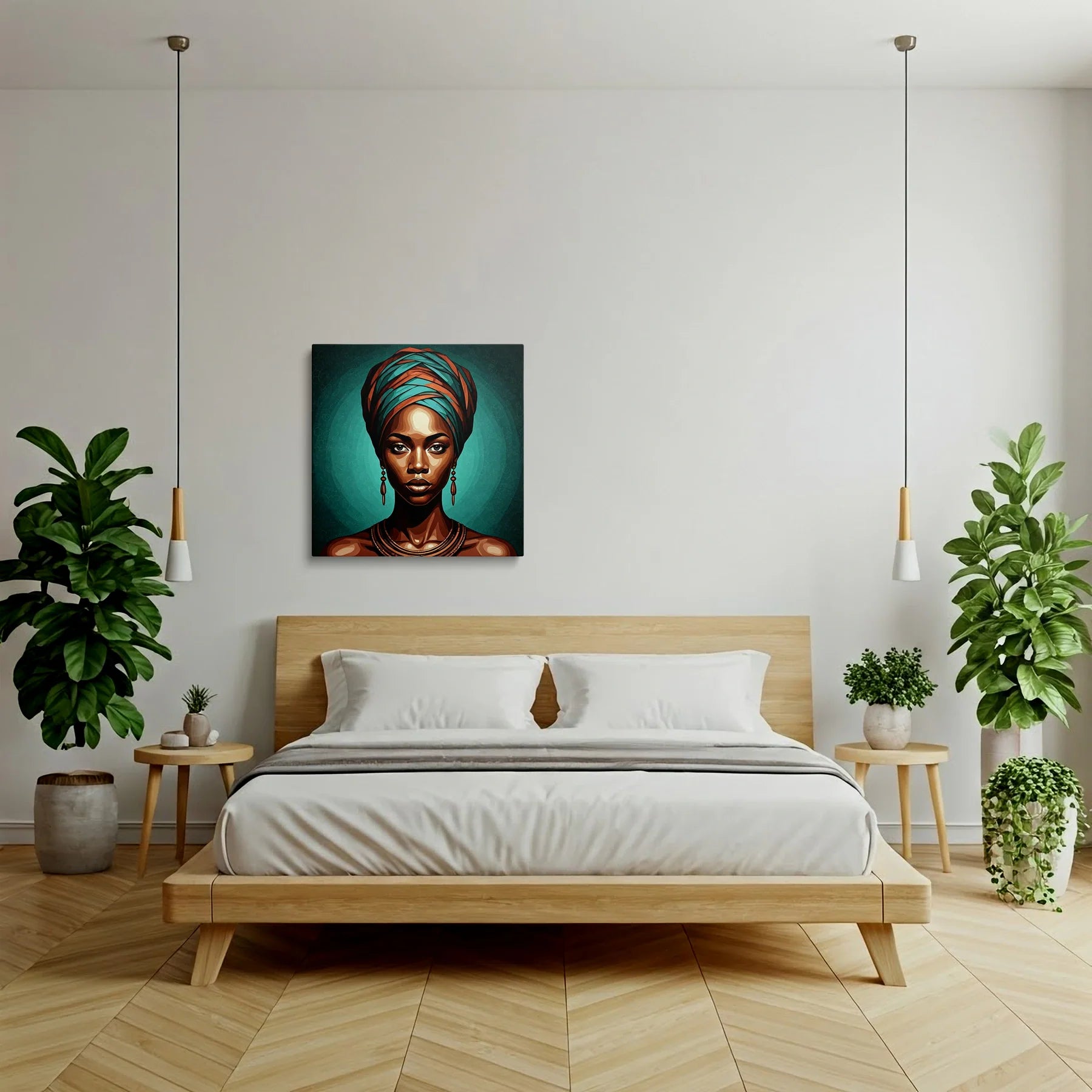 Tablou Modern - Portret Geometric African - vedere dormitor
