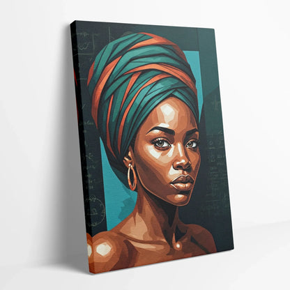 Tablou Modern - Portret Geometric African 2 - vedere din lateral sprijinit perete