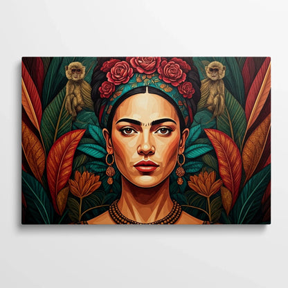 Tablou Modern - Portret Feminin Geometric Colorat - vedere din fata