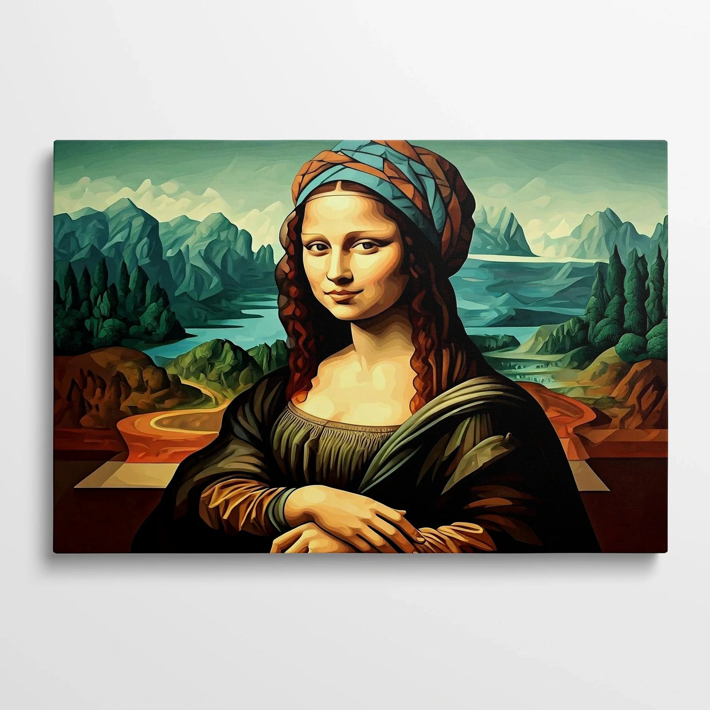 Tablou Modern - Portret Geometric Inspirat de Mona Lisa - vedere din fata