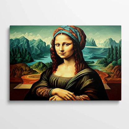 Tablou Modern - Portret Geometric Inspirat de Mona Lisa - vedere din fata