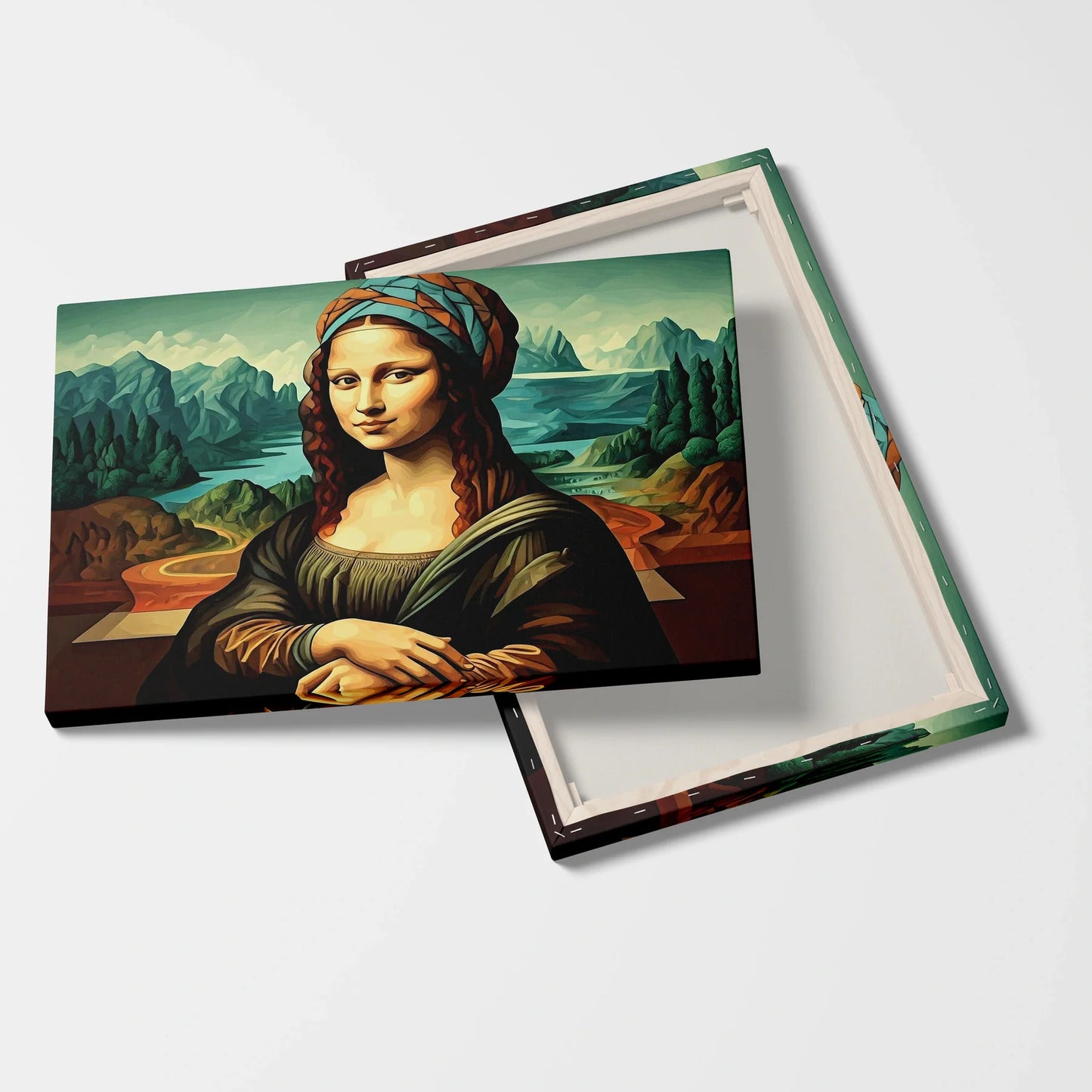 Tablou Modern - Portret Geometric Inspirat de Mona Lisa - vedere fata verso