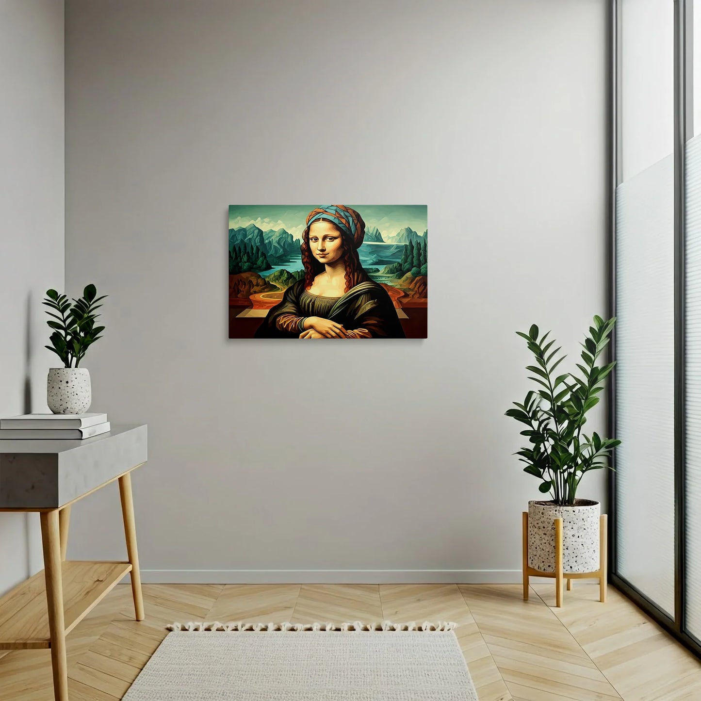Tablou Modern - Portret Geometric Inspirat de Mona Lisa - vedere hol