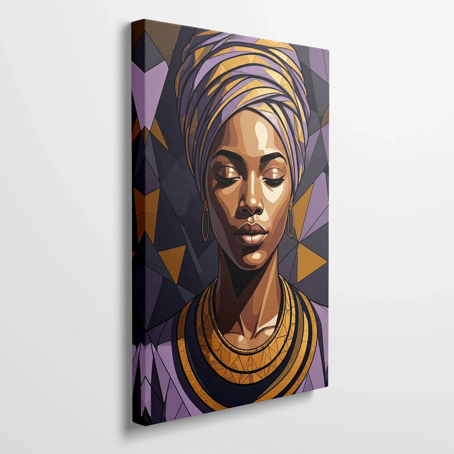 Tablou Modern - Portret Geometric African Expresiv - vedere din lateral