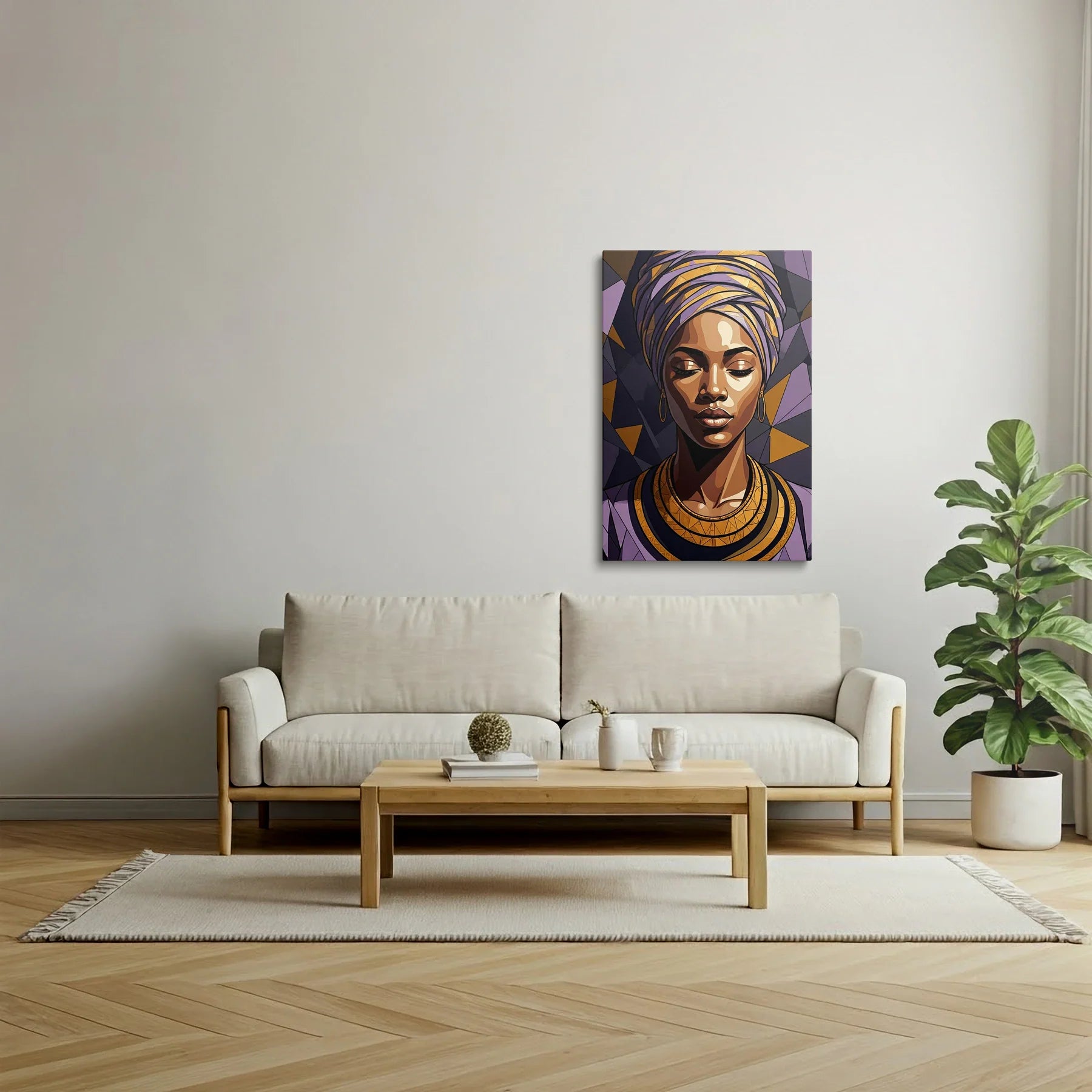 Tablou Modern - Portret Geometric African Expresiv - vedere living