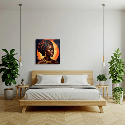 Tablou Modern - Portret Geometric African Expresiv 2 - vedere dormitor