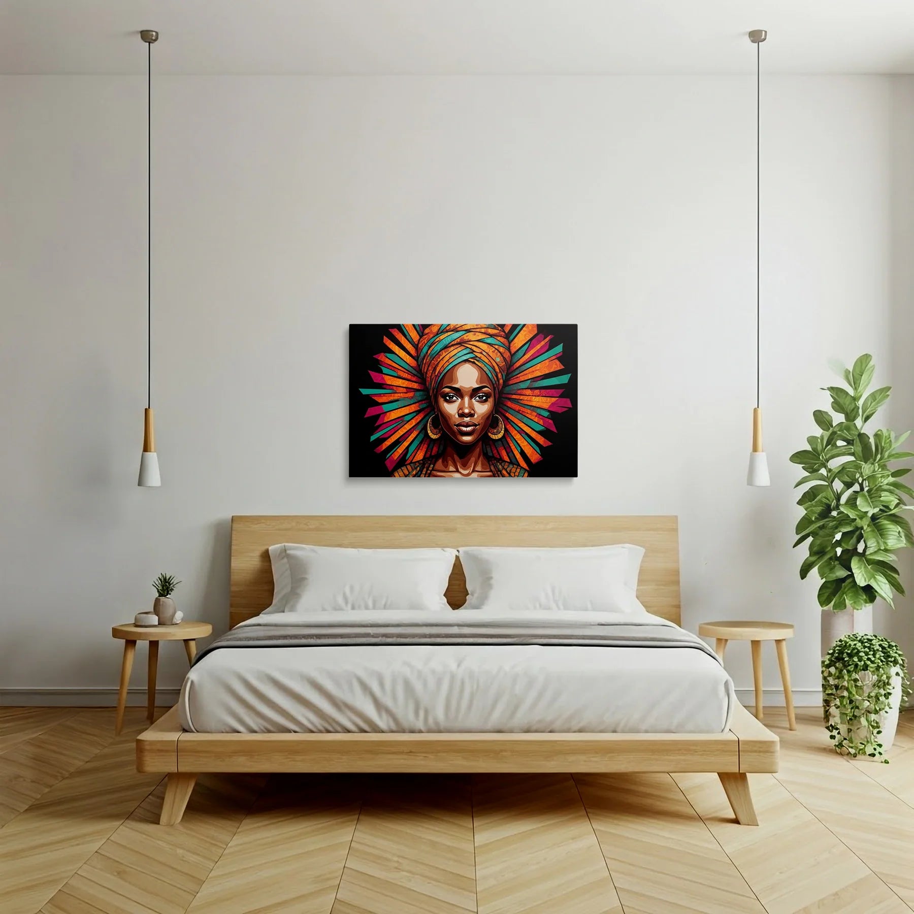 Tablou Modern - Portret Geometric Feminin 7 - vedere dormitor