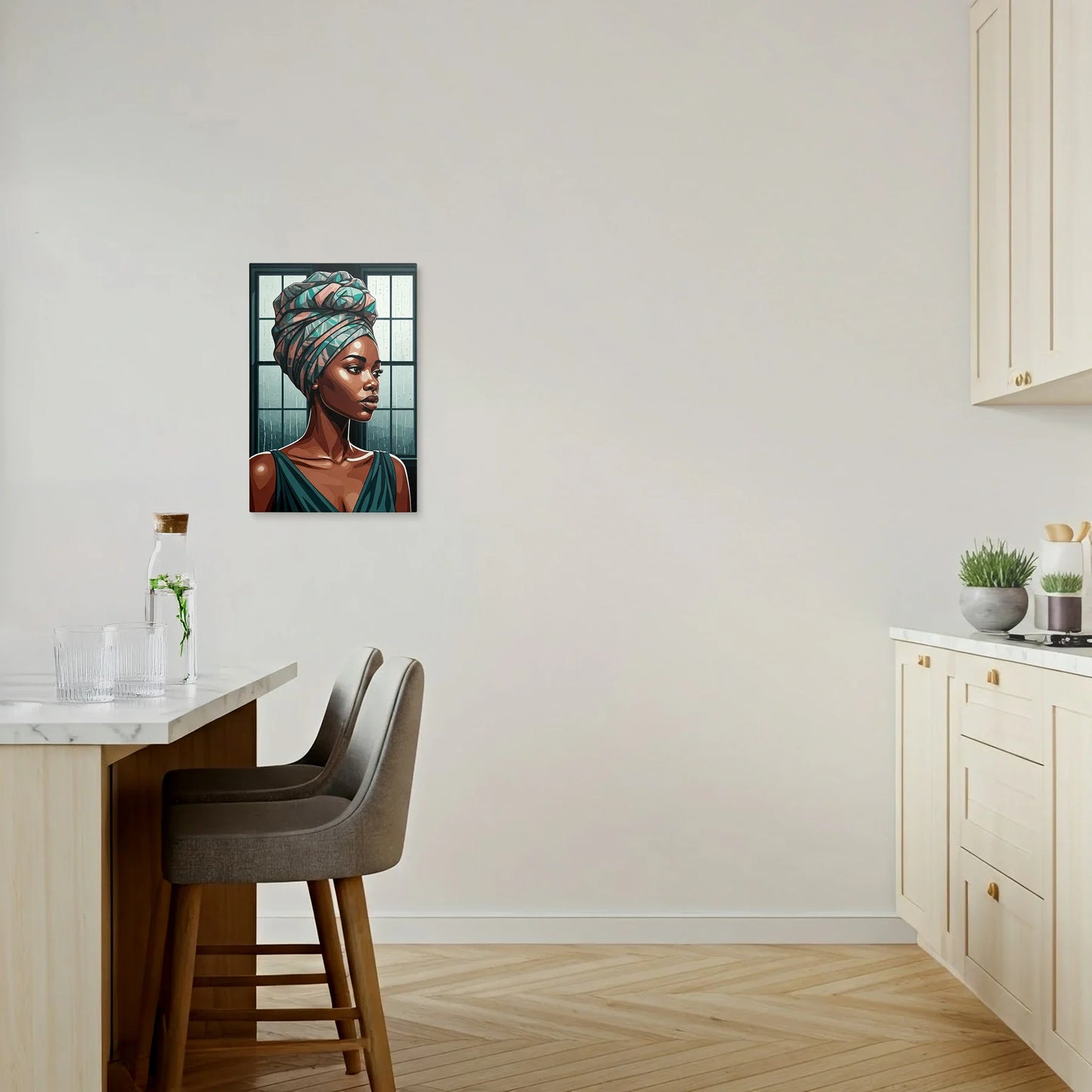 Tablou Modern - Portret Geometric Feminin - vedere bucatarie
