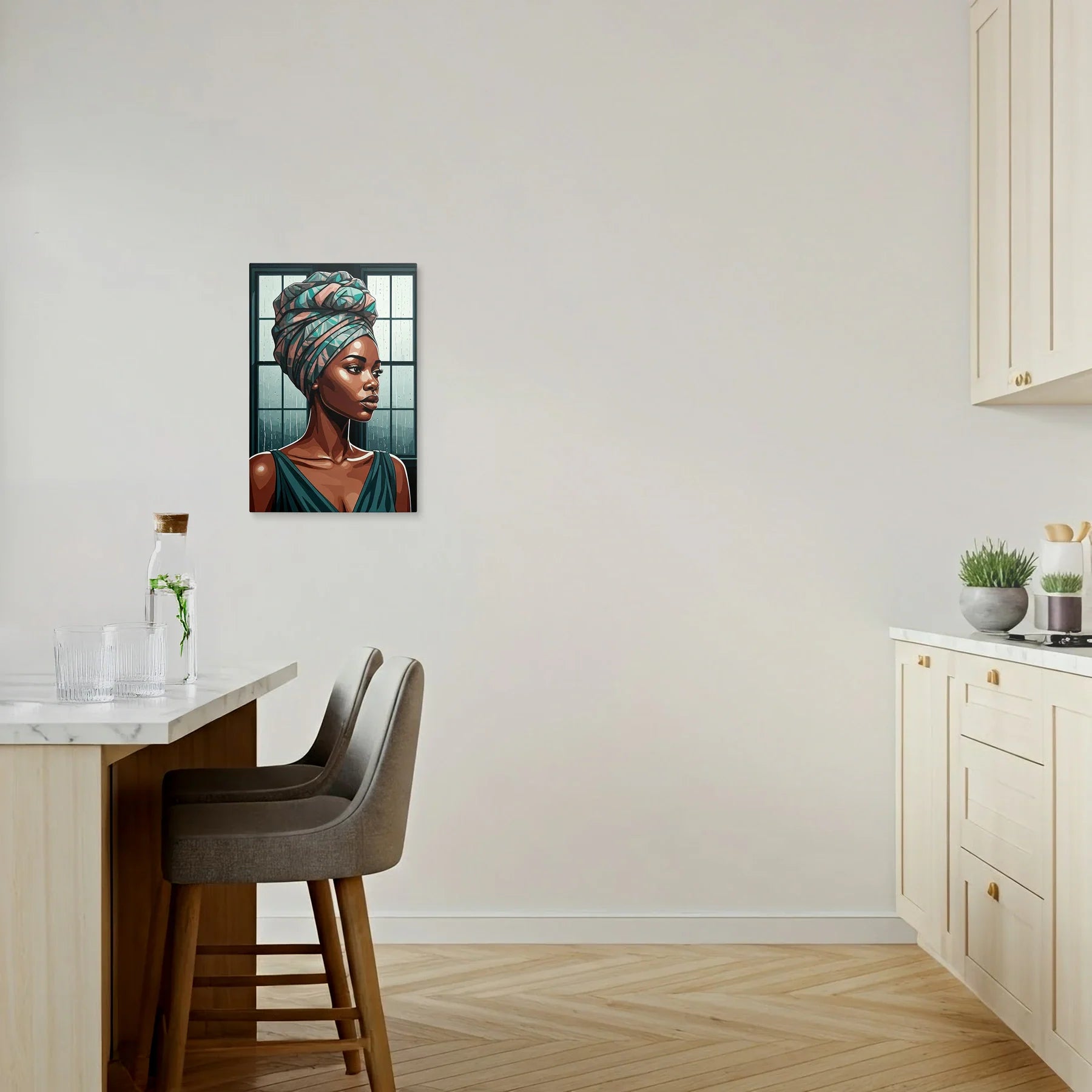 Tablou Modern - Portret Geometric Feminin - vedere bucatarie