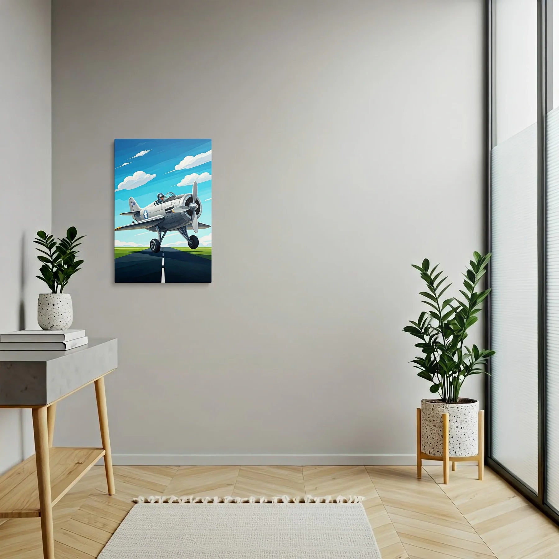 Tablou Modern - Avion Cubist Pe Cerul Albastru - vedere hol
