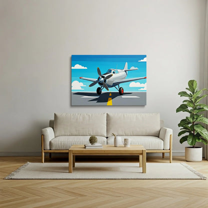 Tablou Modern - Avion Geometric în Culori Pastel - vedere living