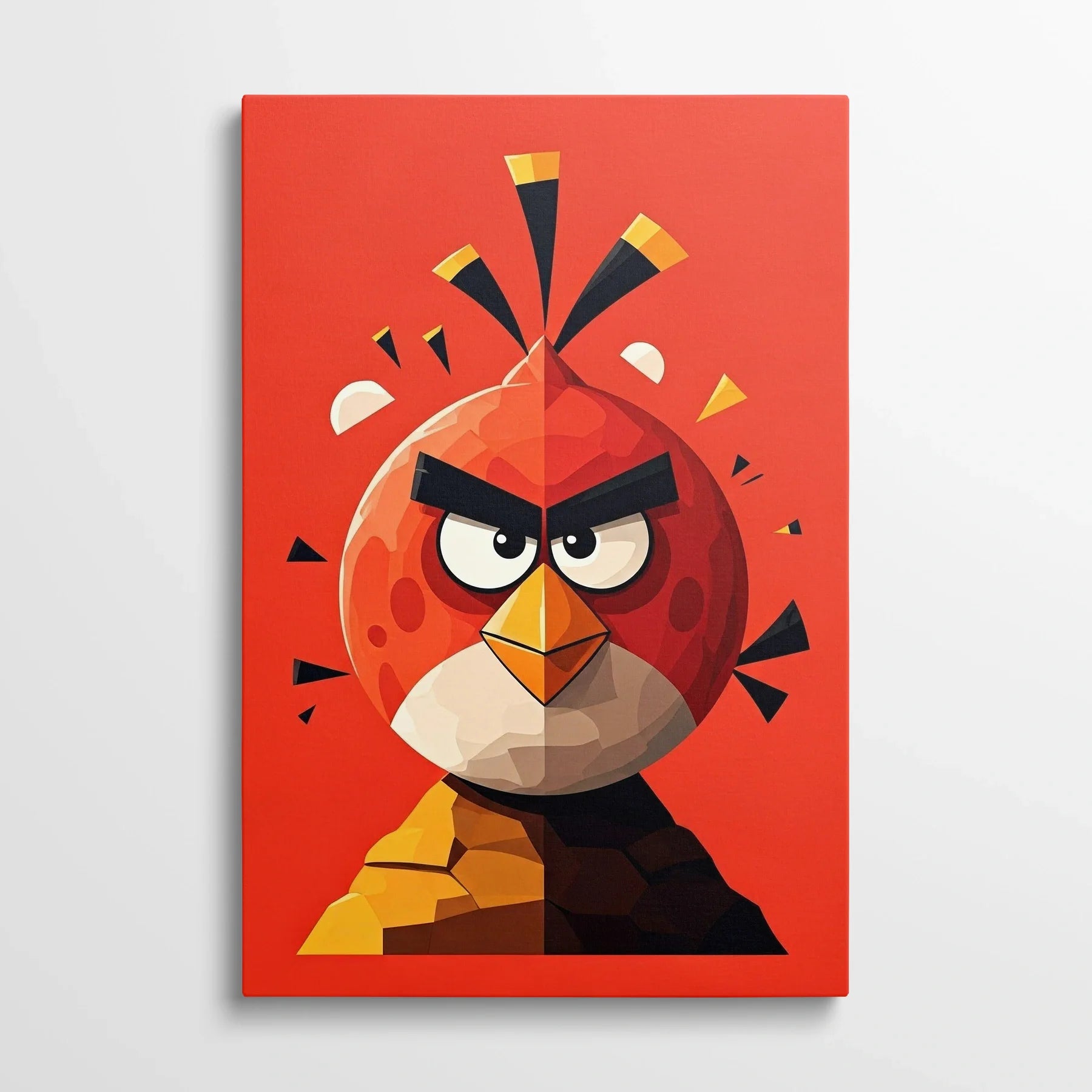 Tablou Modern - Portret Cubist cu Pasăre Într-O Paletă Viu Colorată - vedere din fata