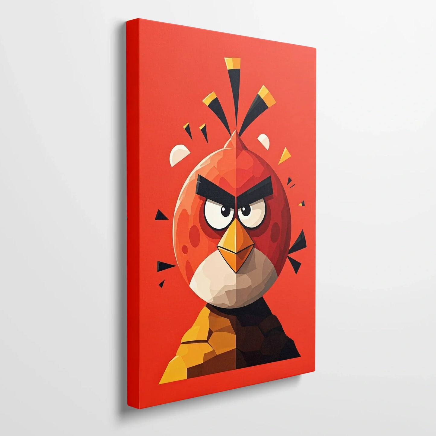 Tablou Modern - Portret Cubist cu Pasăre Într-O Paletă Viu Colorată - vedere din lateral