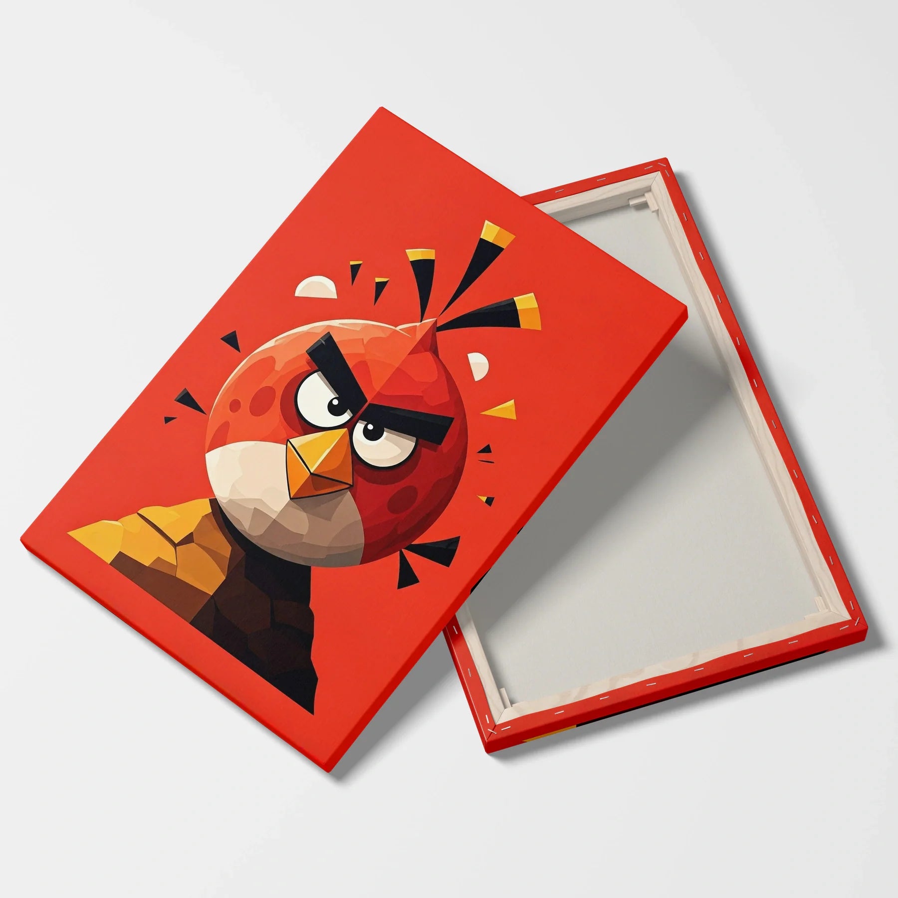 Tablou Modern - Portret Cubist cu Pasăre Într-O Paletă Viu Colorată - vedere fata verso