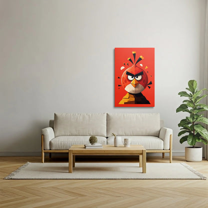 Tablou Modern - Portret Cubist cu Pasăre Într-O Paletă Viu Colorată - vedere living