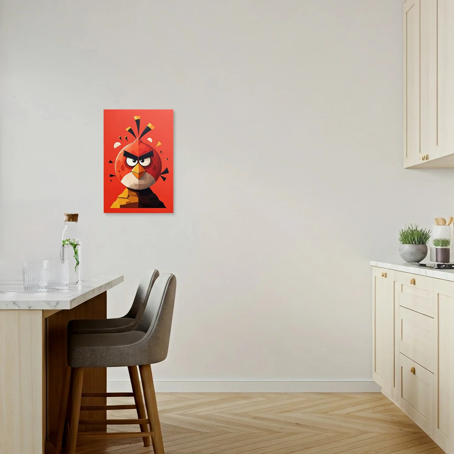 Tablou Modern - Portret Cubist cu Pasăre Într-O Paletă Viu Colorată - vedere bucatarie