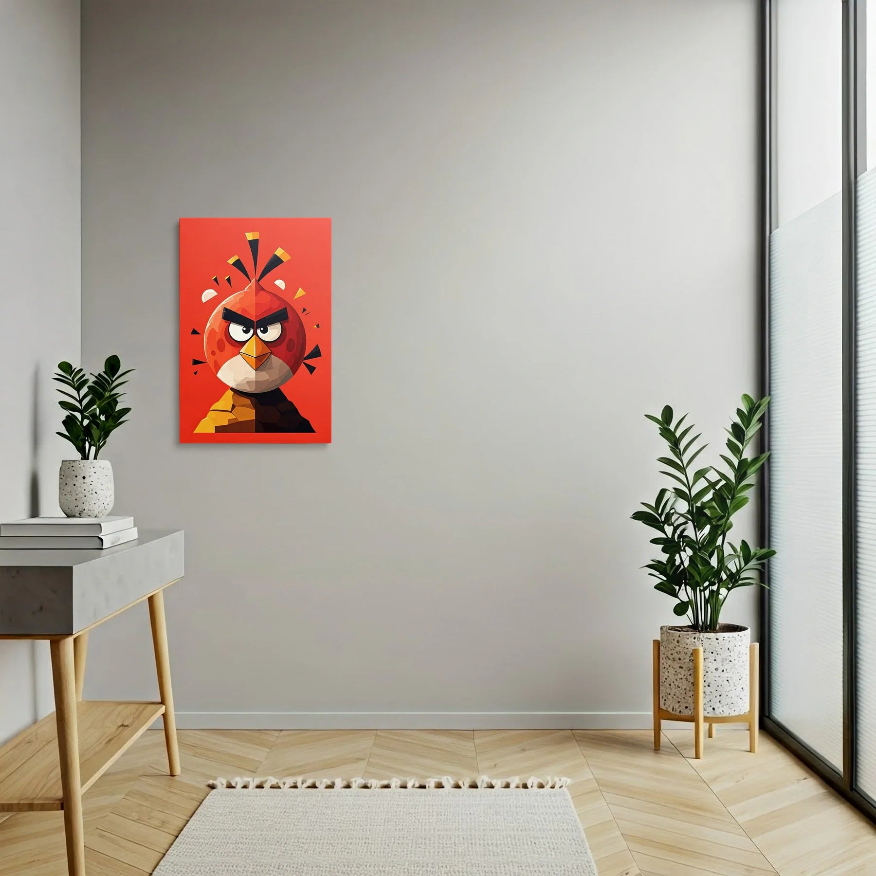 Tablou Modern - Portret Cubist cu Pasăre Într-O Paletă Viu Colorată - vedere hol