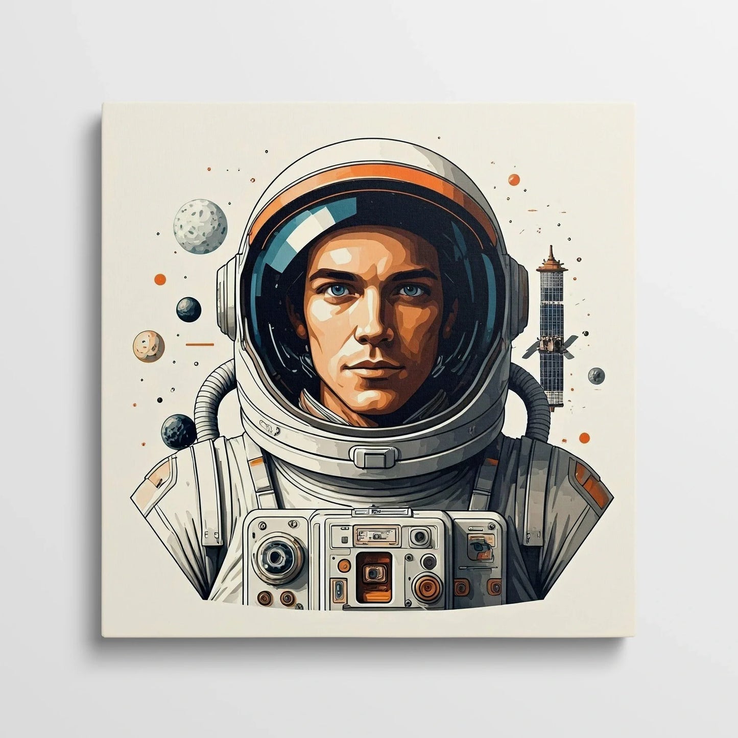 Tablou Modern - Portret Astronaut Cubist Colorat - vedere din fata