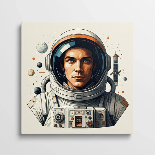 Tablou Modern - Portret Astronaut Cubist Colorat - vedere din fata