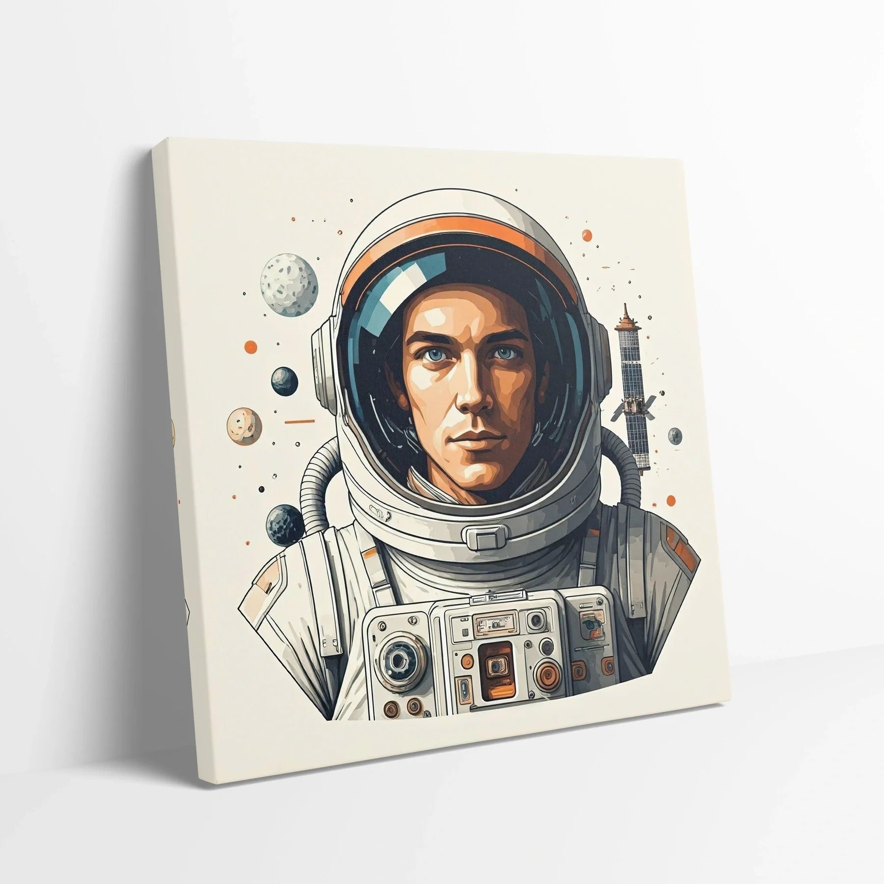 Tablou Modern - Portret Astronaut Cubist Colorat - vedere din lateral