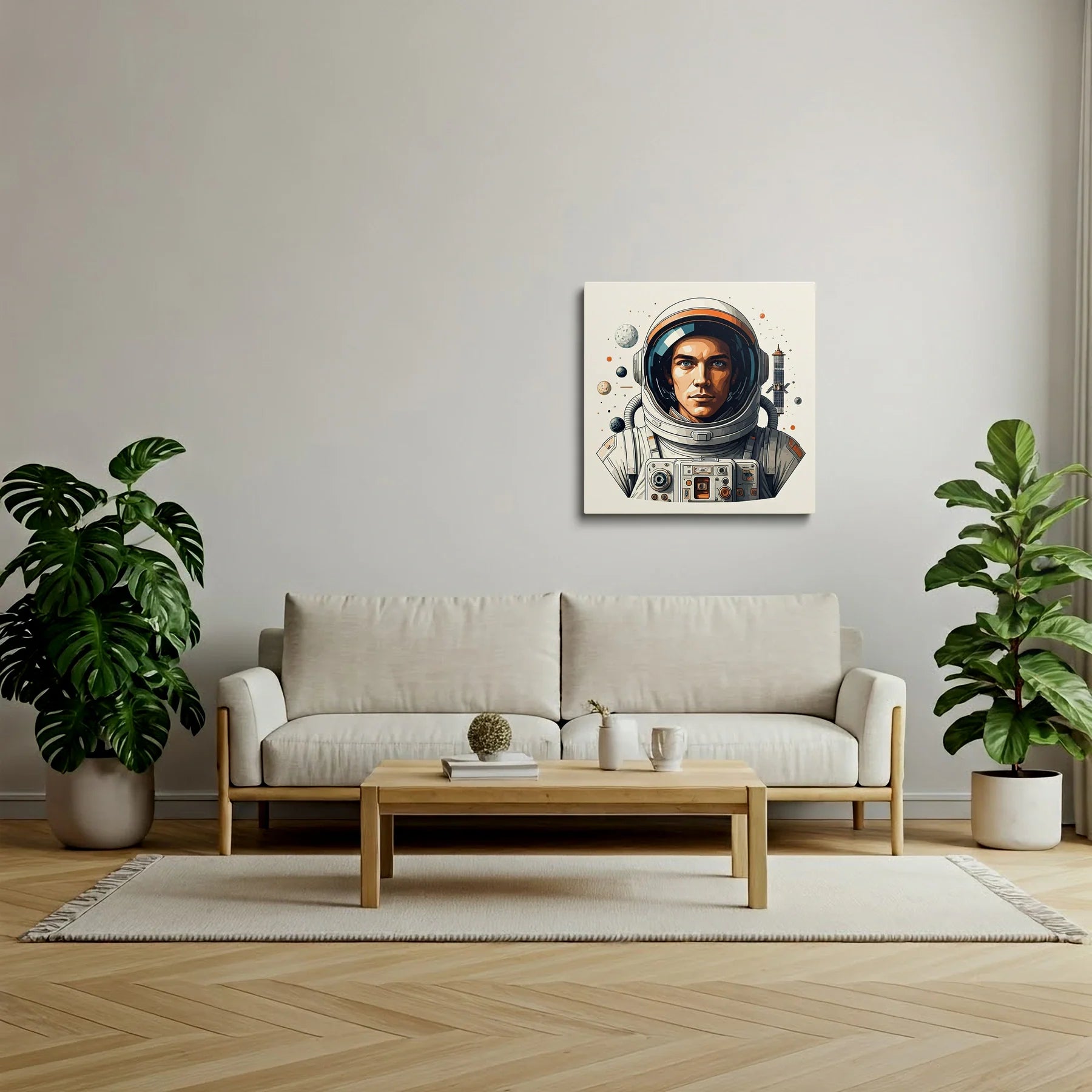 Tablou Modern - Portret Astronaut Cubist Colorat - vedere living