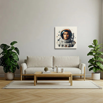 Tablou Modern - Portret Astronaut Cubist Colorat - vedere living