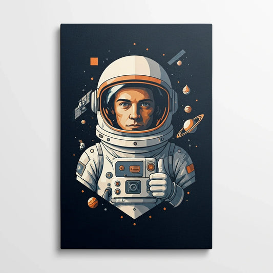 Tablou Modern - Astronaut Colorat cu Stil Cubist - vedere din fata