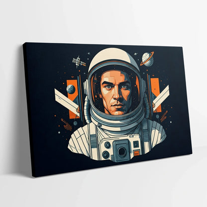 Tablou Modern - Astronaut Cubist Colorat - vedere din lateral sprijinit perete