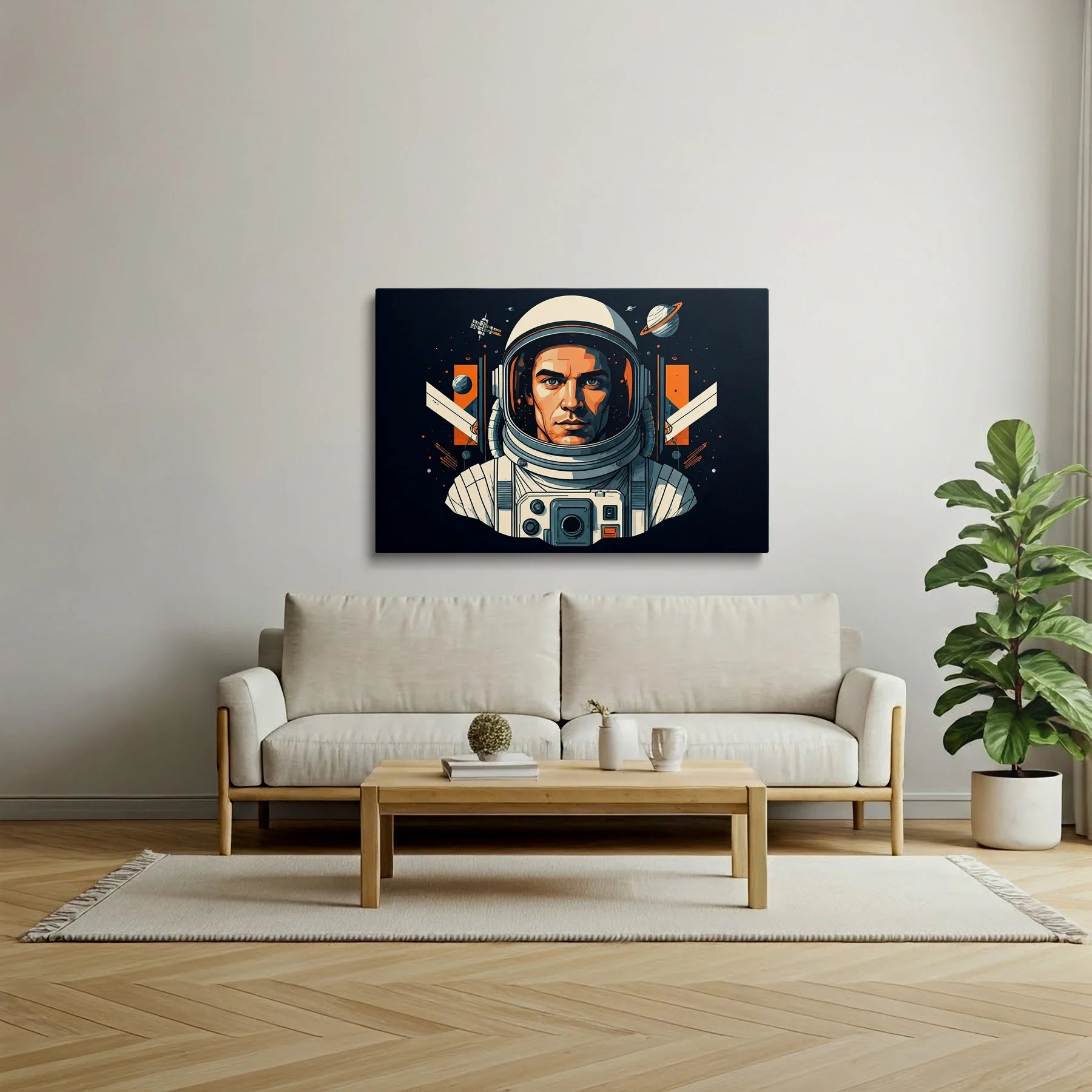 Tablou Modern - Astronaut Cubist Colorat - vedere living