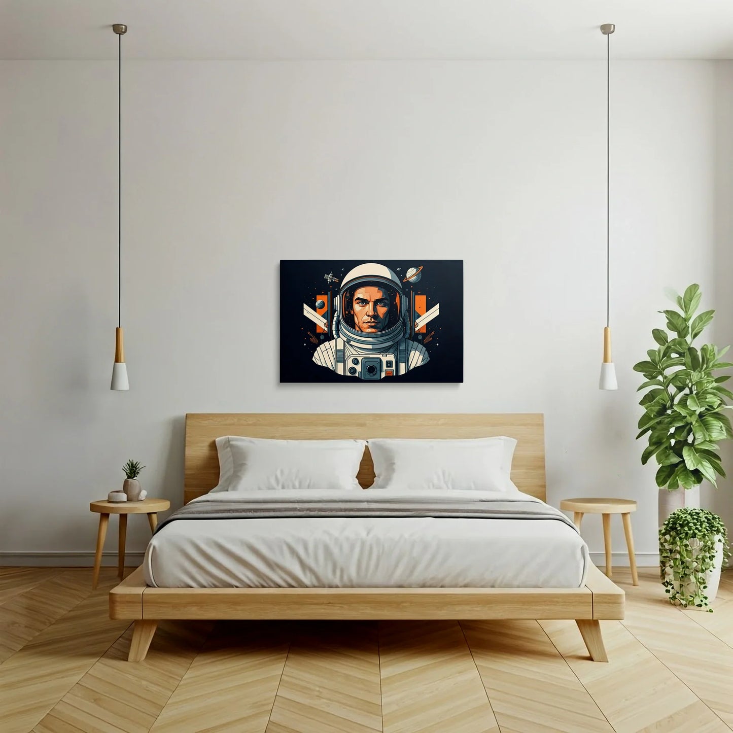 Tablou Modern - Astronaut Cubist Colorat - vedere dormitor