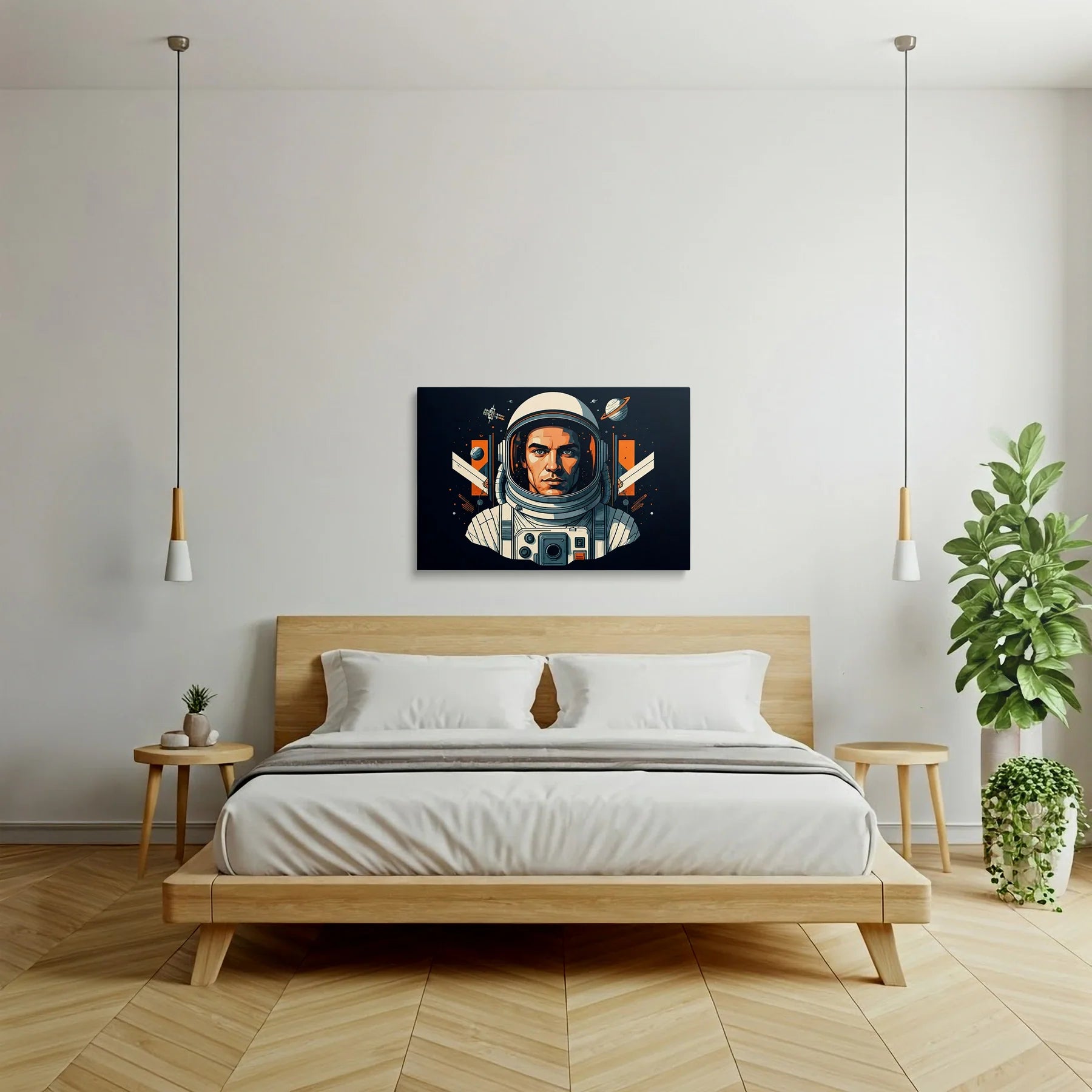Tablou Modern - Astronaut Cubist Colorat - vedere dormitor