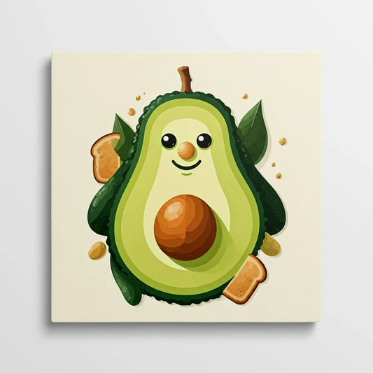 Tablou Modern - Avocado Fericit în Stil Cubist - vedere din fata