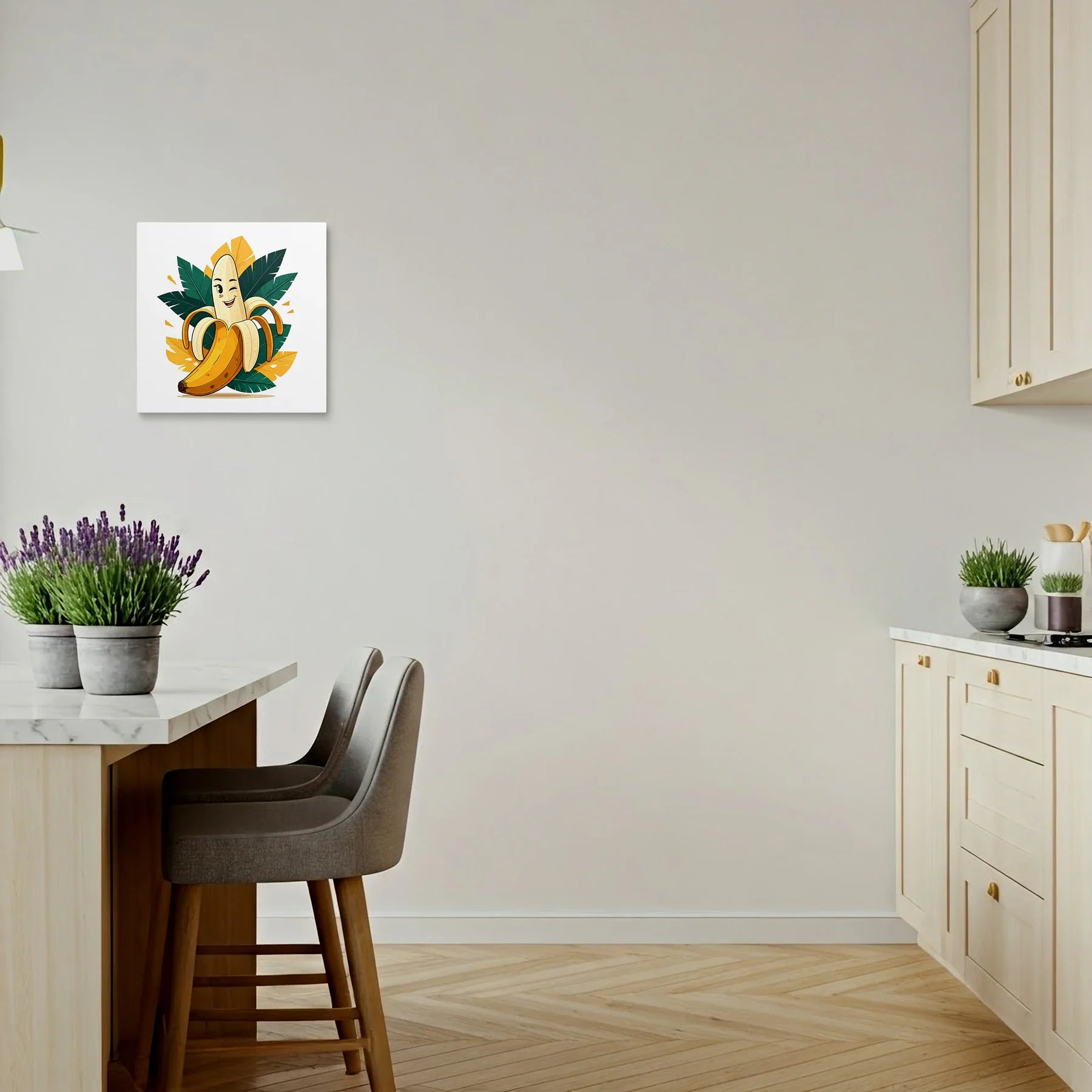 Tablou Modern - Personaj Geometric Din Banana - vedere bucatarie