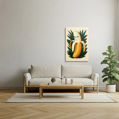 Tablou Modern - Portret Geometric Al Unei Banane Vesele - vedere living