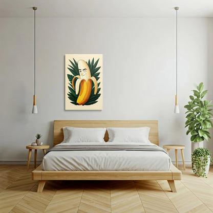 Tablou Modern - Portret Geometric Al Unei Banane Vesele - vedere dormitor