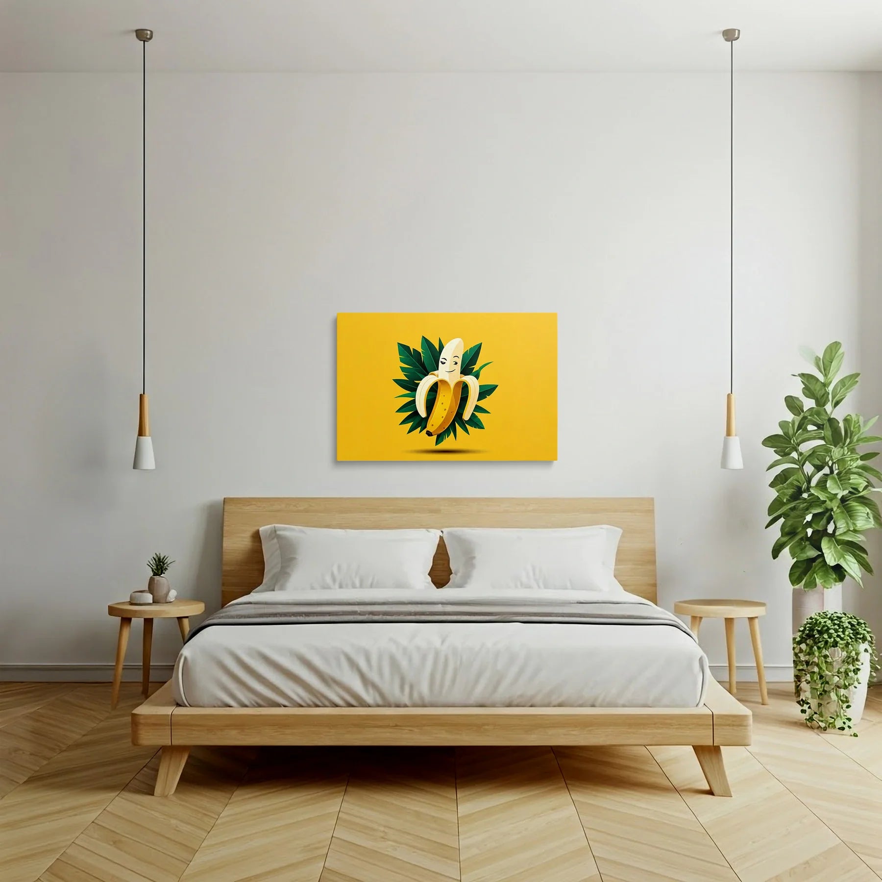 Tablou Modern - Portret Geometric Al Bananei - vedere dormitor