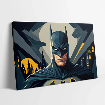 Tablou Modern - Portret Geometric cu Batman - vedere din lateral sprijinit perete