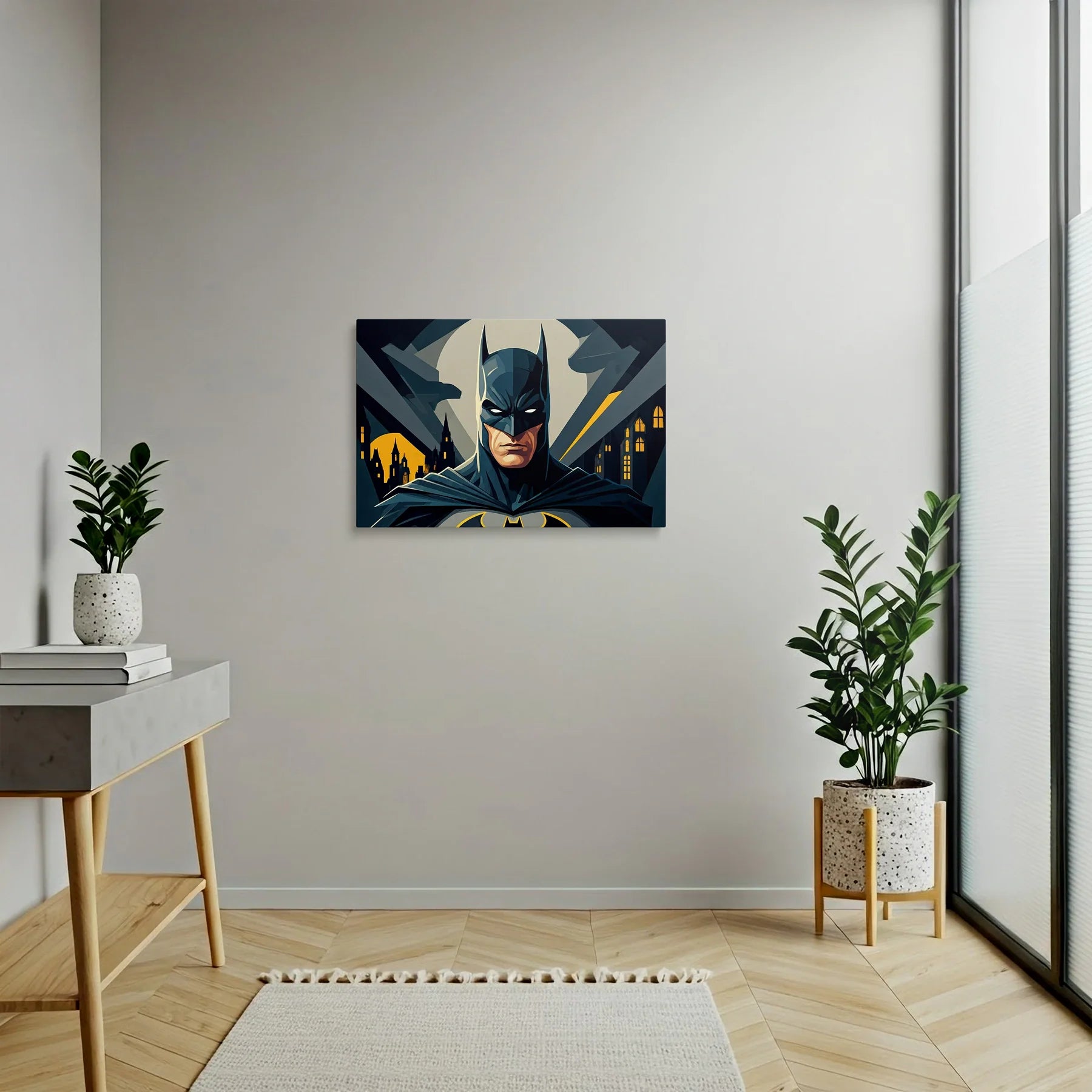 Tablou Modern - Portret Geometric cu Batman - vedere hol