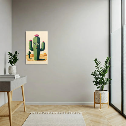 Tablou Modern - Cactus Colorat cu Personaj Amuzant - vedere hol
