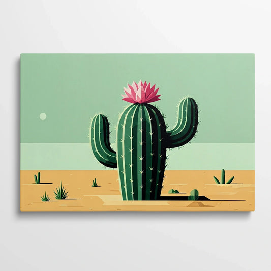 Tablou Modern - Cactuș cu Flori Colorate - vedere din fata